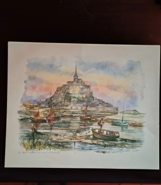 2 Stampe Antiche Caccia e Mont Saint-Michel