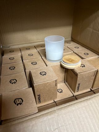 Cajas de velas de vidrio con tapa de bambú