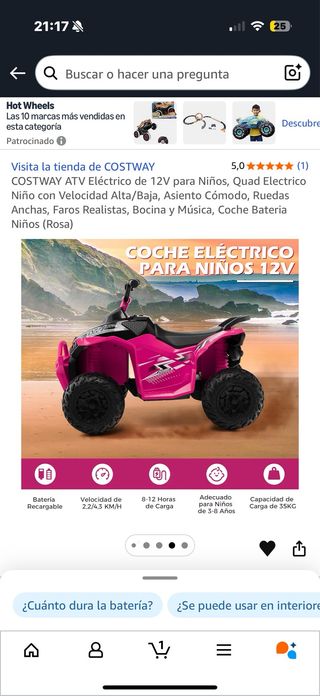 Quad Eléctrico Infantil 12V Rosa