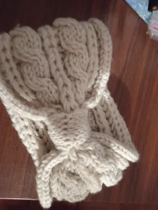 Fascia lana acrilico beige lavorazione trecce