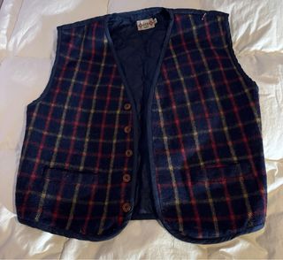 Chaleco Vintage cuadros azul y rojo