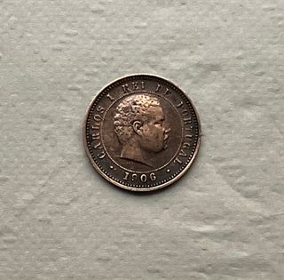 ºoO 5 réis Carlos I 1906 - bronce - Portugal