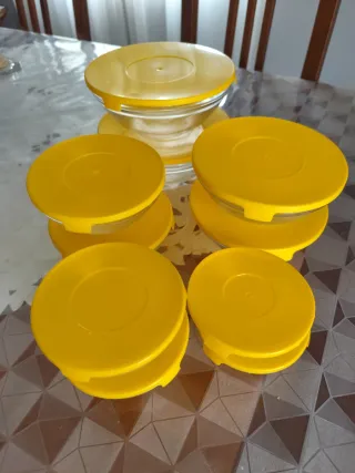 Set 10 Contenitori Vetro Coperchio Giallo