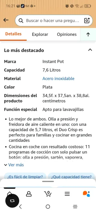 Instant Pot Duo Crisp+Air Fryer 8L