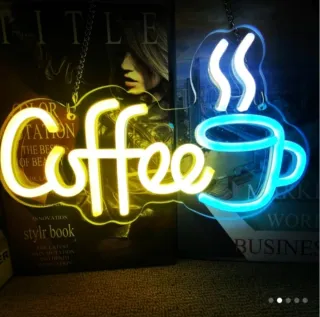 Lampada Neon Led "COFFEE" Blu/Giallo