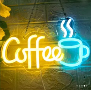 Lampada Neon Led "COFFEE" Blu/Giallo