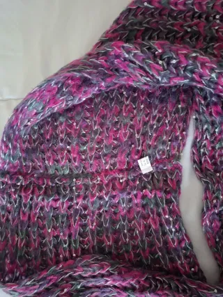 Collo tessuto rosa e argento da donna