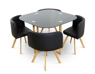 MESA DE CRISTAL TEMPLADO + 4 SILLAS