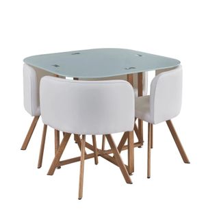 MESA DE CRISTAL TEMPLADO + 4 SILLAS