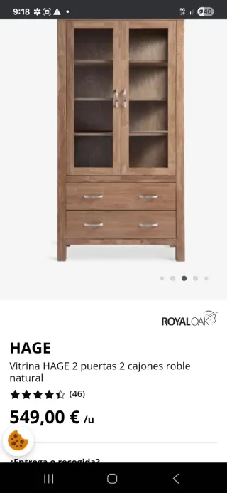 Vitrina HAGE 2 puertas 2 cajones roble