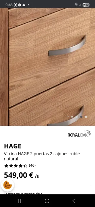 Vitrina HAGE 2 puertas 2 cajones roble