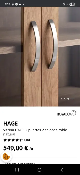 Vitrina HAGE 2 puertas 2 cajones roble