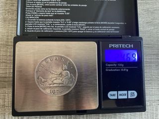 Moneda 5 Pesetas 1870 plata de ley