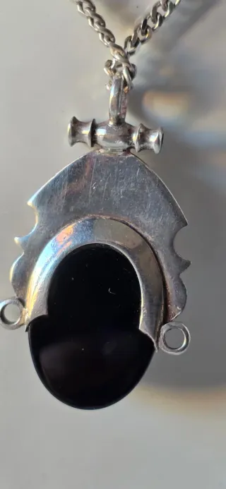 Collar Plata y Colgante Azteca Negro