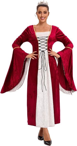 Feynman Vestido medieval para mujer con mangas tro