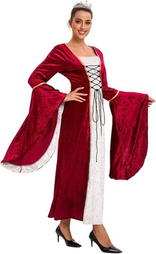 Feynman Vestido medieval para mujer con mangas tro