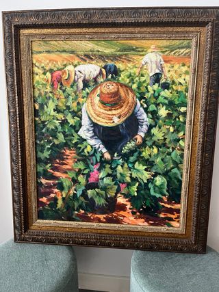 Cuadro Vendimiando Marco Dorado