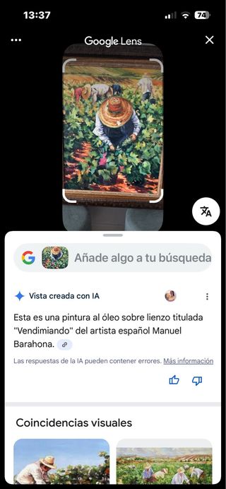 Cuadro Vendimiando Marco Dorado