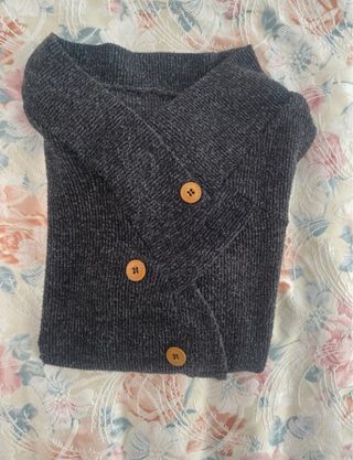 Maglione donna lungo grigio con bottoni