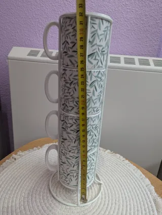 Juego 4 tazas café con soporte