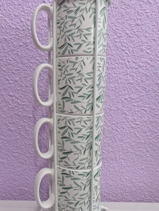 Juego 4 tazas café con soporte