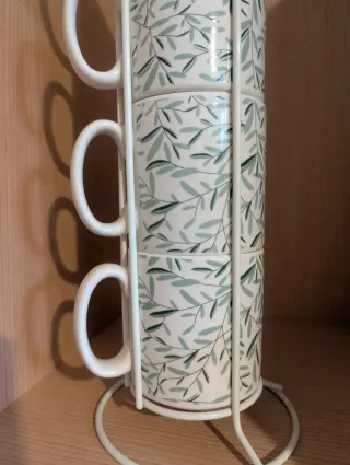 Juego 4 tazas café con soporte