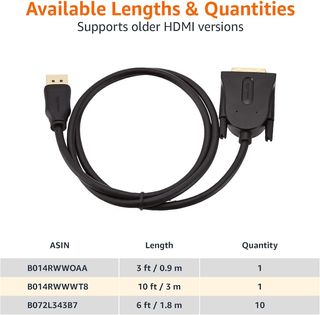 Amazon Basics Cable de DisplayPort a DVI, 0.9 m, N