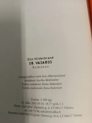 28 Vasaros, Romanas Elin Hilderbrand Tuto Alba