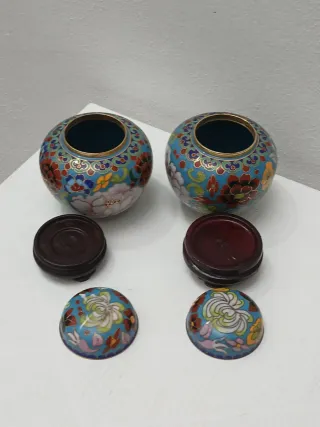 Coppia vasi cinesi cloisonne vintage