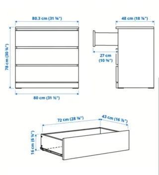 Cómoda IKEA Malm 3 Cajones + EXTRA NEGOCIABLE