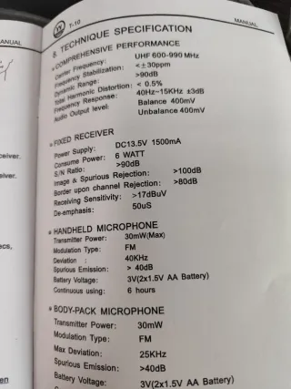 Receptor Micrófono Inalámbrico MUSICSON 830