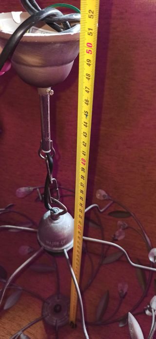 Lámpara antigua. Metal-piedras de cristal. Vintage