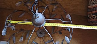 Lámpara antigua. Metal-piedras de cristal. Vintage