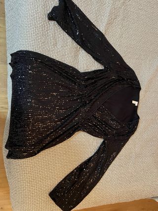 Vestido lentejuelas manga larga negro