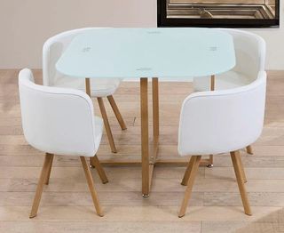 MESA DE CRISTAL TEMPLADO + 4 SILLAS