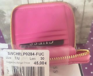 Cartera Guess Fucsia Logo Dorado