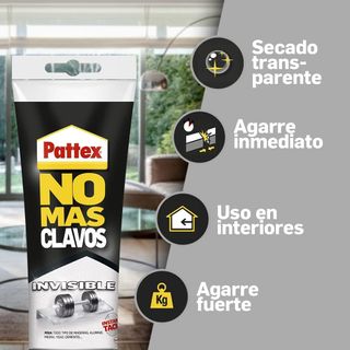 Pattex No Más Clavos Invisible, pegamento resisten