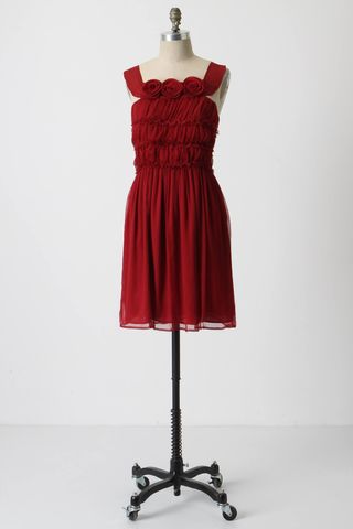 Vestido rojo de seda talla 0 XS Anthropologie