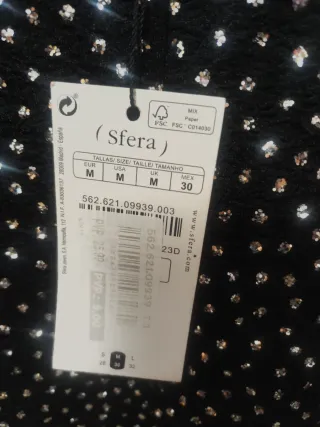 Vestido fiesta lentejuelas negro y plata