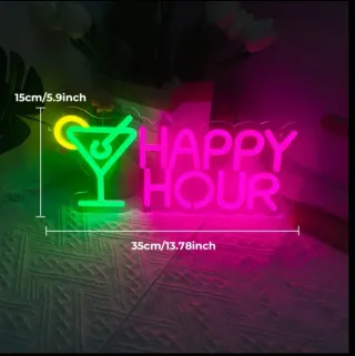 Lampada Neon Led "Happy Hour" Cocktail