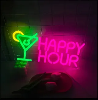 Lampada Neon Led "Happy Hour" Cocktail
