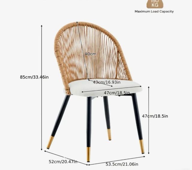 Juego 2 sillas ratán respaldo lino