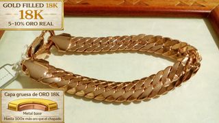 Pulsera Cubana Rosé GF 18K 11mm - 21cm