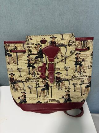 Mochila Parisina Beige y Roja