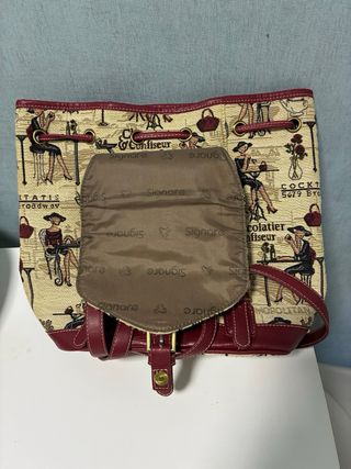 Mochila Parisina Beige y Roja