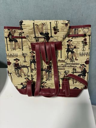 Mochila Parisina Beige y Roja