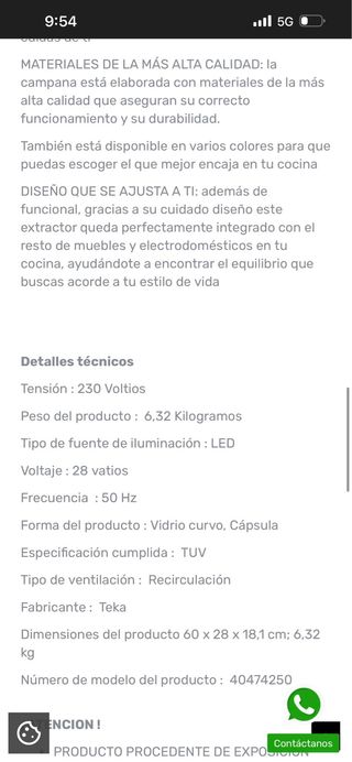 Campana extractora Teka