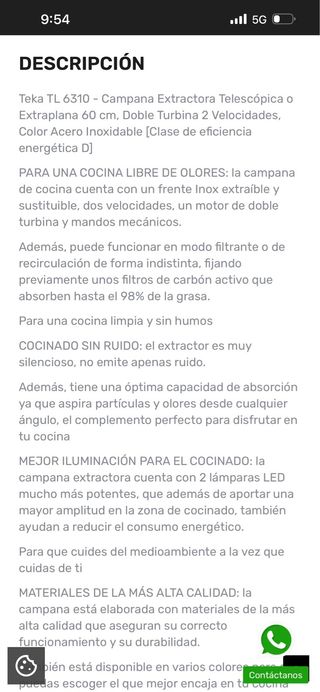 Campana extractora Teka