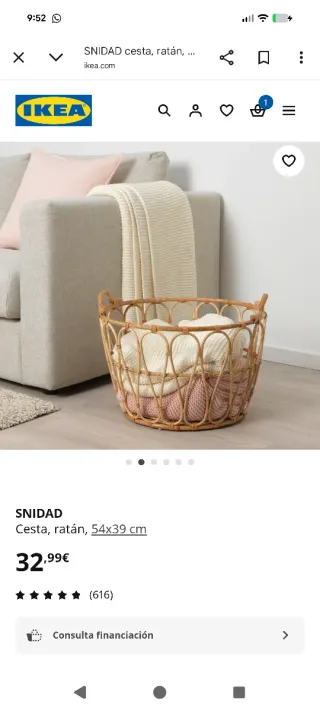 Cesta de ratán Ikea (Snidad)