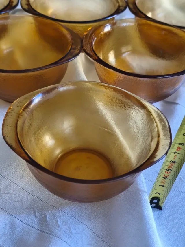 6 Tazones Vidrio tipo Duralex texturizados.